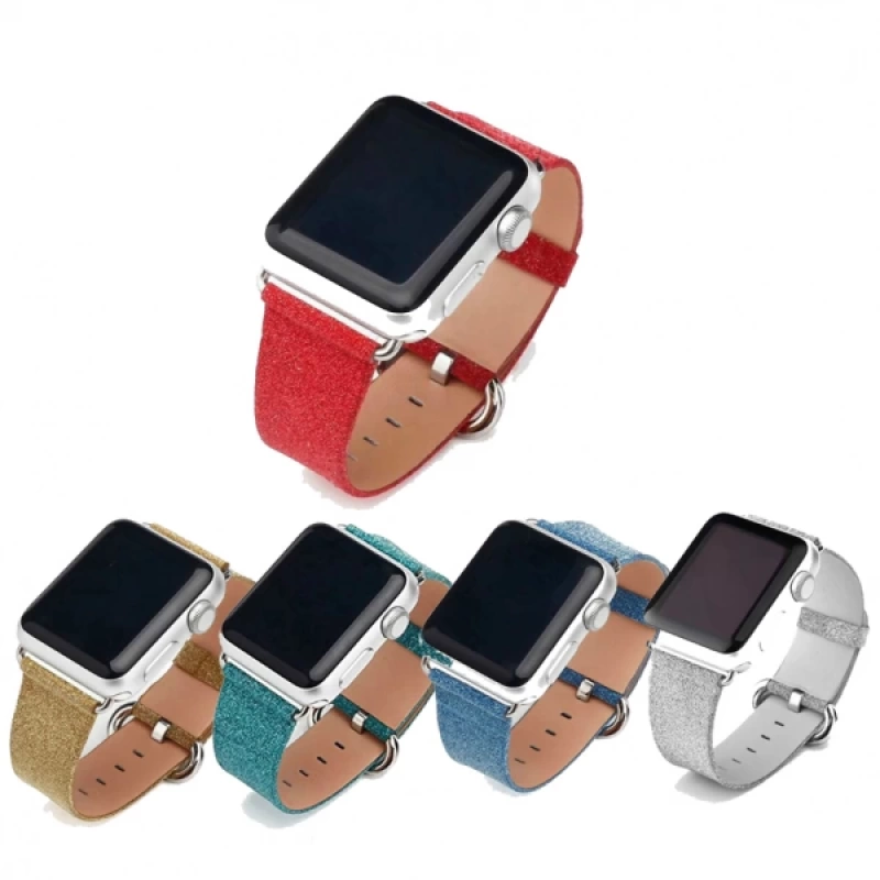 Ally Apple Watch 7-8 45mm 6-5-4 44mm Kordon Kayış Deri İnce Sim İşlemeli 3-2-1 42mm