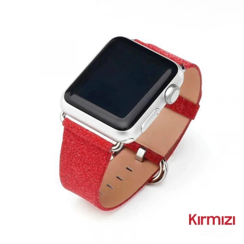 Ally Apple Watch 7-8 45mm 6-5-4 44mm Kordon Kayış Deri İnce Sim İşlemeli 3-2-1 42mm