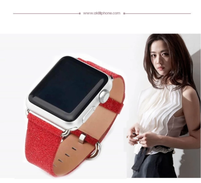 Ally Apple Watch 7-8 45mm 6-5-4 44mm Kordon Kayış Deri İnce Sim İşlemeli 3-2-1 42mm