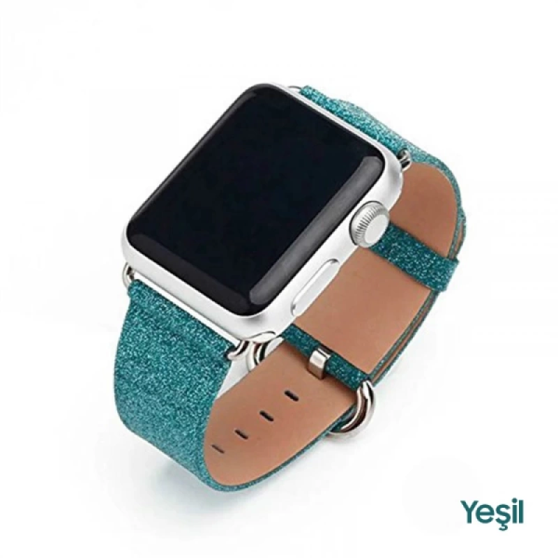 Ally Apple Watch 7-8 45mm 6-5-4 44mm Kordon Kayış Deri İnce Sim İşlemeli 3-2-1 42mm