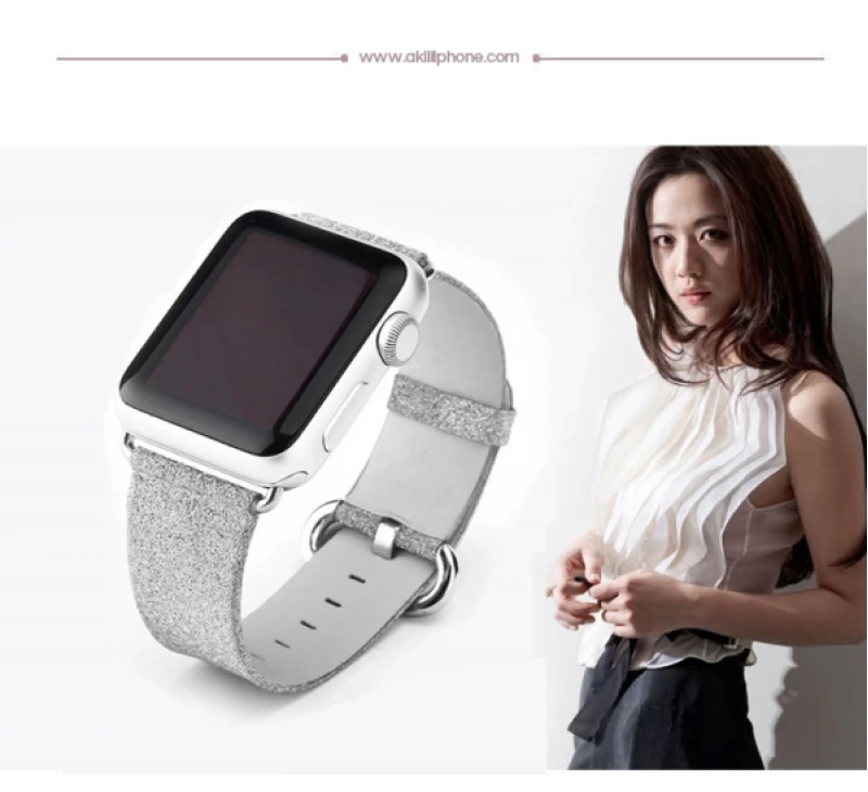 Ally Apple Watch 7-8 45mm 6-5-4 44mm Kordon Kayış Deri İnce Sim İşlemeli 3-2-1 42mm