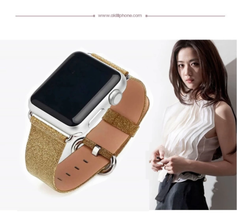 Ally Apple Watch 7-8 45mm 6-5-4 44mm Kordon Kayış Deri İnce Sim İşlemeli 3-2-1 42mm