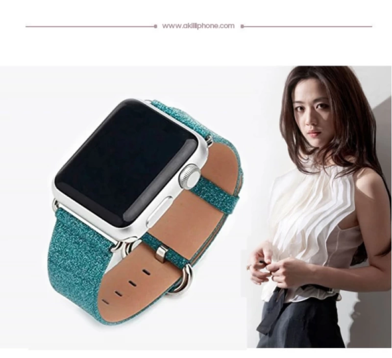 Ally Apple Watch 7-8 45mm 6-5-4 44mm Kordon Kayış Deri İnce Sim İşlemeli 3-2-1 42mm