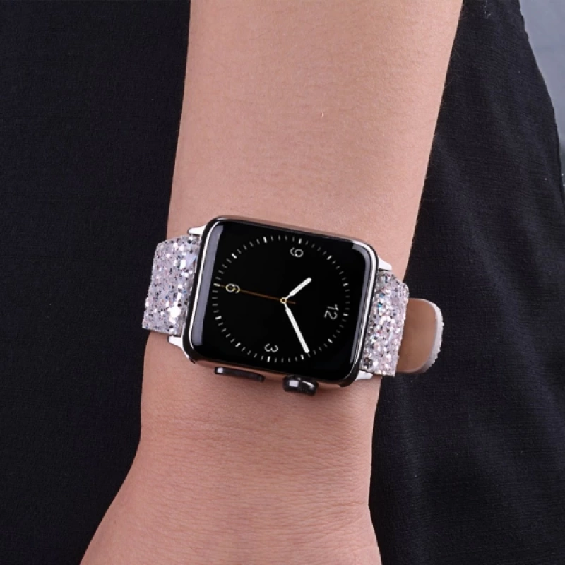 Ally Apple Watch 7-8 45mm 6-5-4 44mm Kordon Kayış Deri Sim İşlemeli 3-2-1 42mm