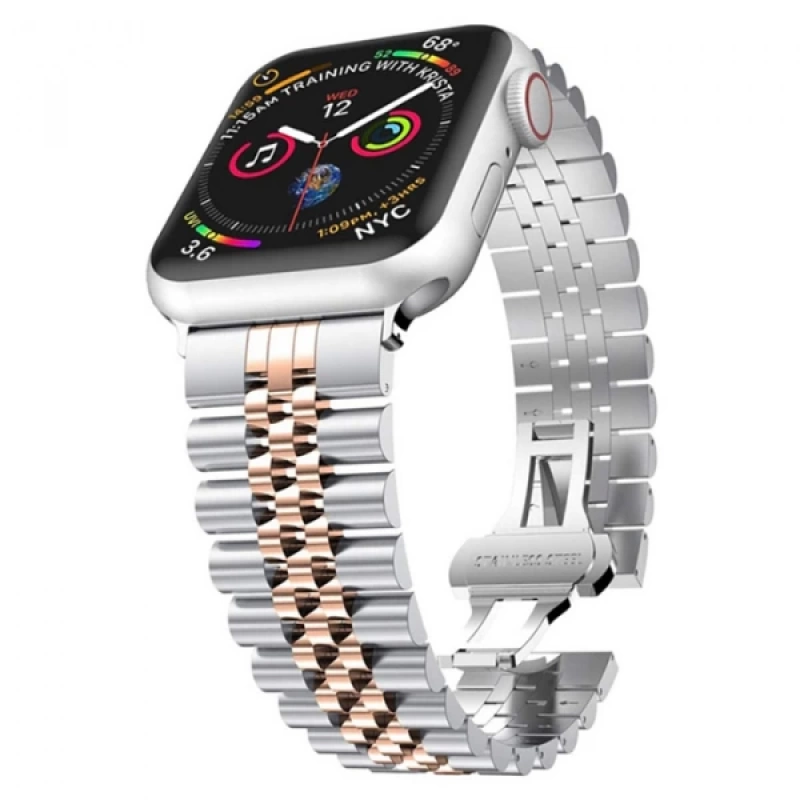 Ally Apple Watch 7-8 45mm 6-5-4 44mm Watch Ultra 49mm Kayış Kordon Paslanmaz Çelik 3-2-1 42mm