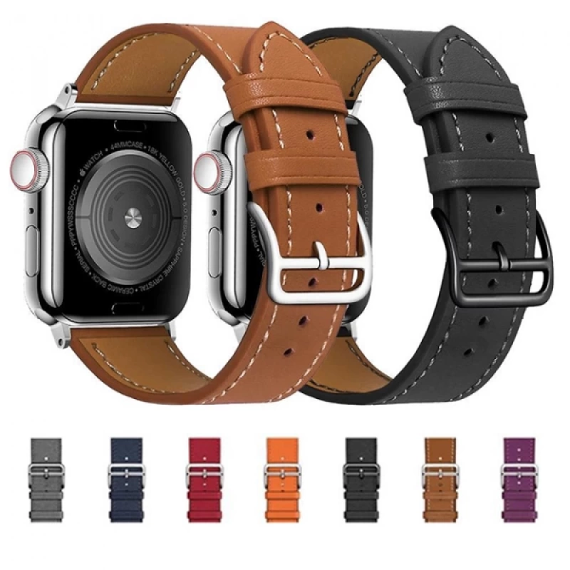 Ally Apple Watch 7-8 45mm 6-5-4 44mm Watch Ultra 49mm Single Coil Deri Kayış Kordon 3-2-1 42mm