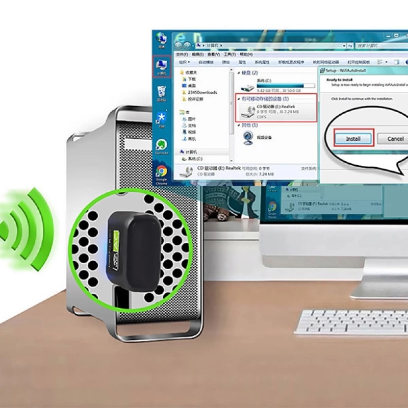 ALLY Çift Bant 600 Mbps 2.4 GHz +5 GHz USB Kablosuz Wifi Adaptör