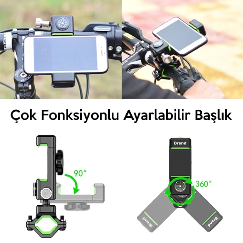 Ally Çok Fonksiyonlu Esnek Bisiklet Telefon Tutucu Pusulalı