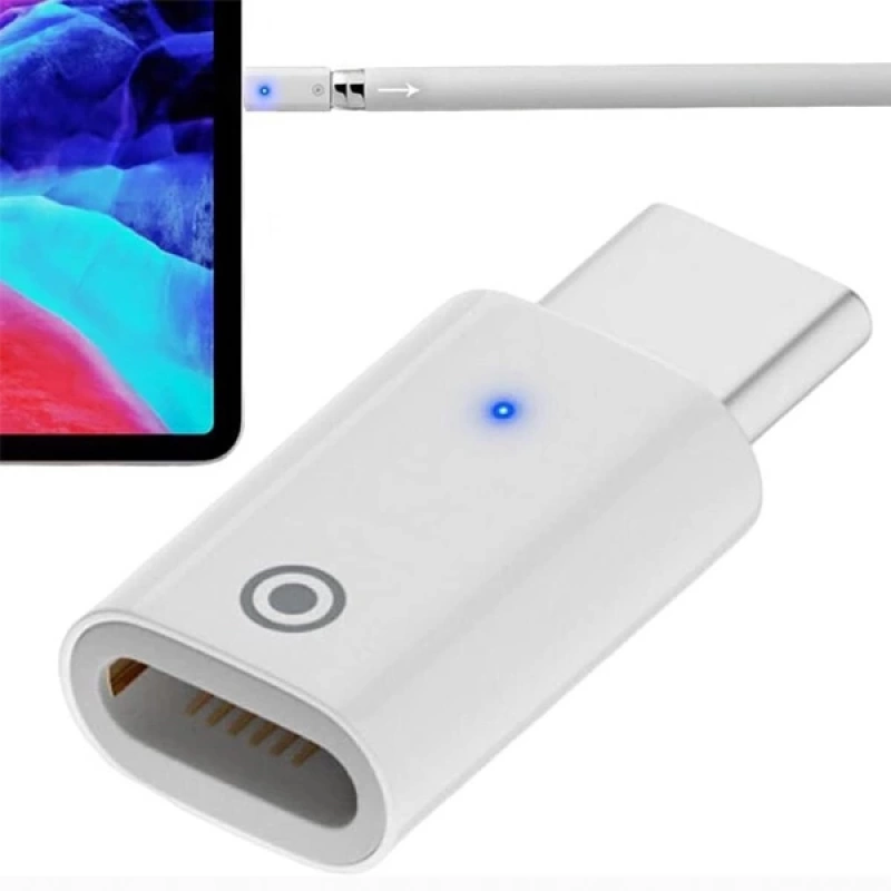 Ally Düz Model Lightning to Type-C Dönüştürücü Apple Pencil Kalem Şarj Adaptörü