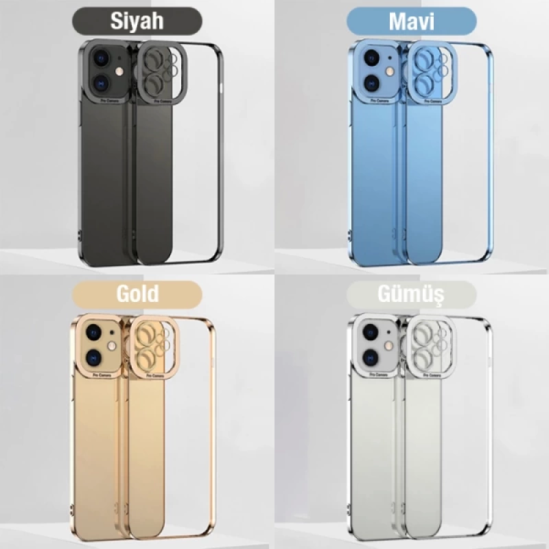 ALLY Fashion Series iPhone 11 6.1inç Kılıf Renkli Kenar Lazer Çerçeveli Silikon Kılıf