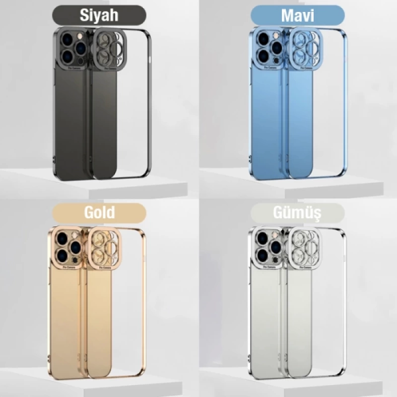 ALLY Fashion Series iPhone 12 Pro Kılıf Renkli Kenar Lazer Çerçeveli Silikon Kılıf