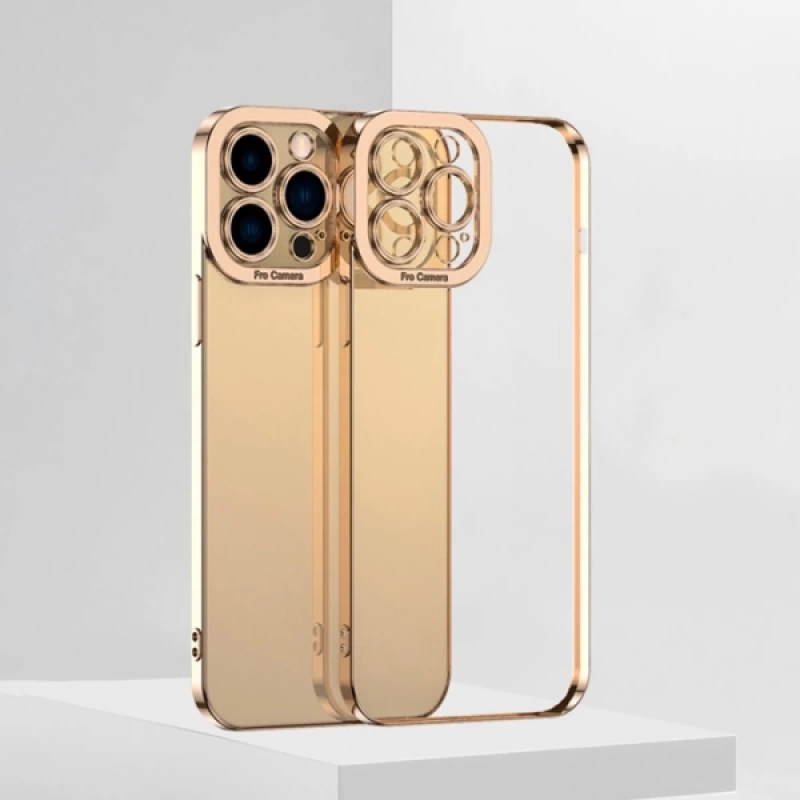 ALLY Fashion Series iPhone 12 Pro Max Kılıf Renkli Kenar Lazer Çerçeveli Silikon Kılıf