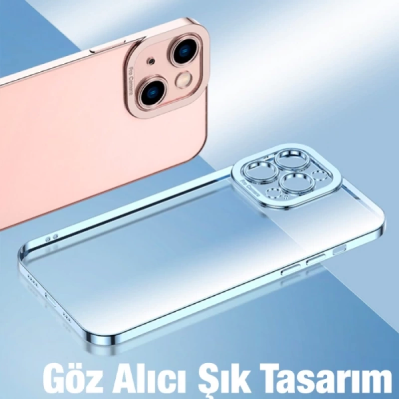 ALLY Fashion Series iPhone 13 Mini 5.4inç Kılıf Renkli Kenar Lazer Çerçeveli Silikon Kılıf