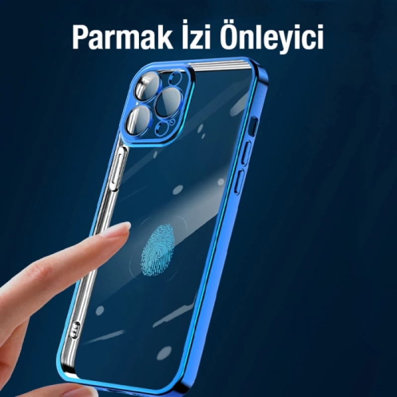 ALLY Fashion Series iPhone 13 Pro Max Kılıf Renkli Kenar Lazer Çerçeveli Silikon Kılıf