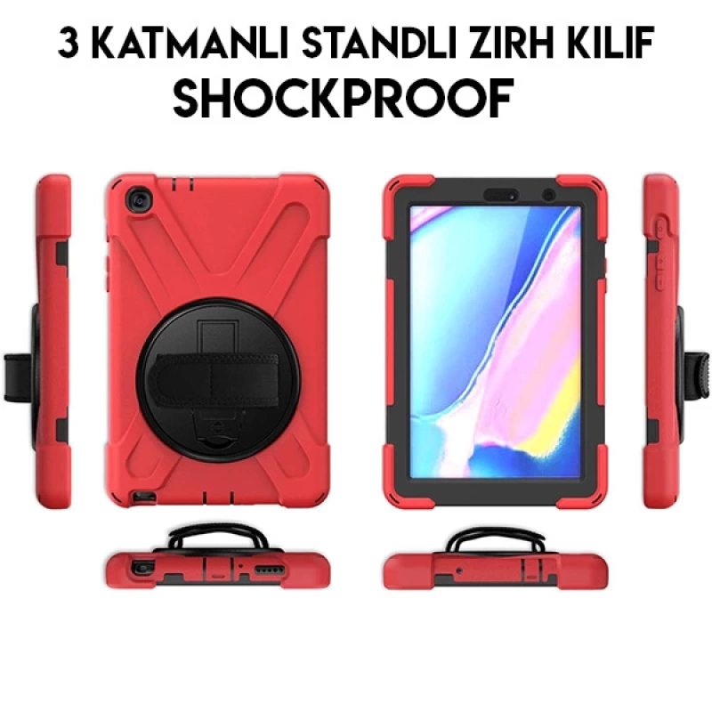 Ally Galaxy Tab  P200-P205 3 Katmanlı Standlı Zırh Kılıf-Shockproof