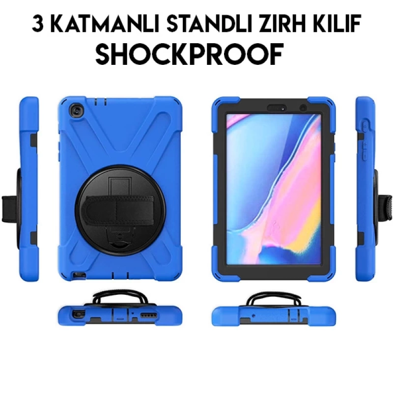 Ally Galaxy Tab  P200-P205 3 Katmanlı Standlı Zırh Kılıf-Shockproof