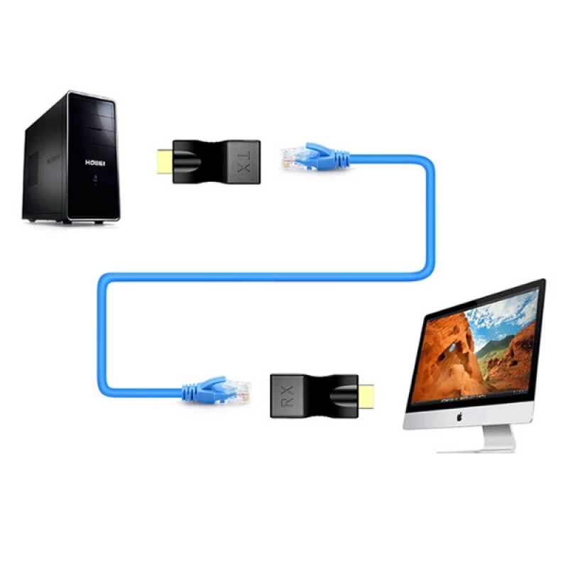 Ally Hdmi Extender 4k 3d Rj45 Cat6 Ile 30m Hdmi Uzatıcı