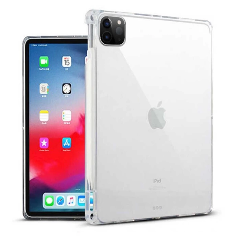 ALLY iPad Pro 11-inch (2021)-(2020)-(2018) Kalem Yerli Şeffaf Silikon Kılıf