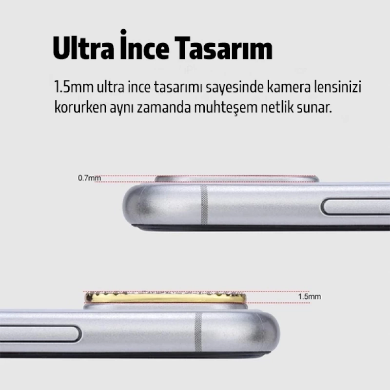 ALLY İPhone 11 Kamera Koruyucu Lens Diamond Taş İşlemeli