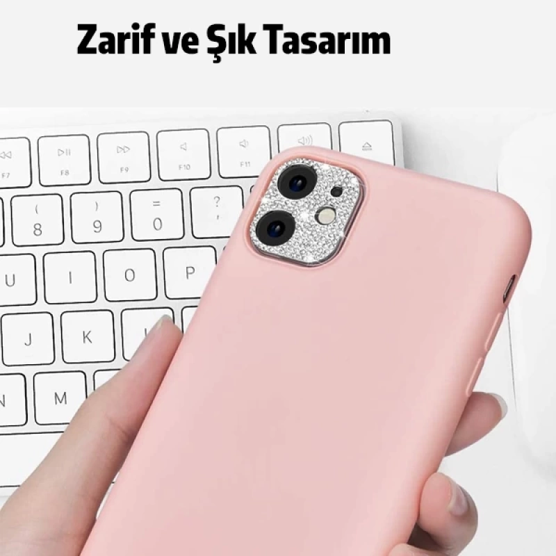 ALLY İPhone 11 Kamera Koruyucu Lens Diamond Taş İşlemeli