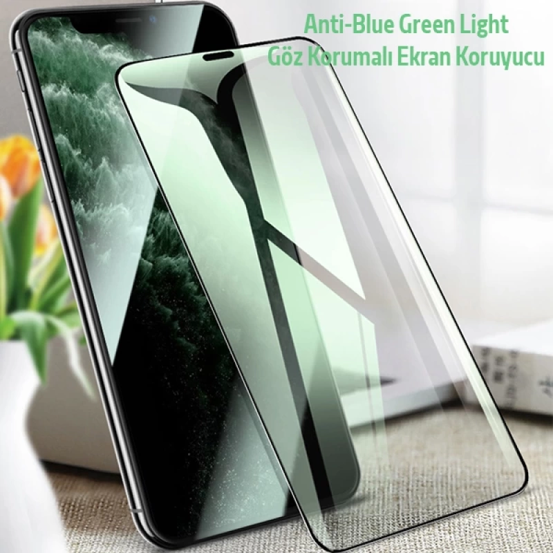 ALLY İPhone 11 Pro Max Anti -Blue Green Light Göz Korumalı Tempered Full Ekran Koruyucu