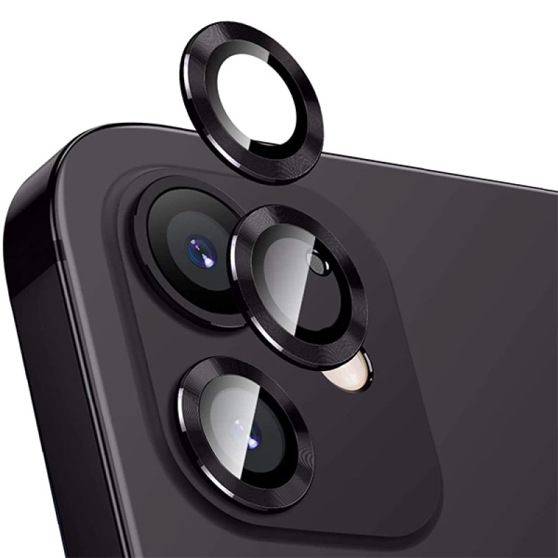 ALLY İphone 12 - 12 Mini 3D Metal Çerçeveli Kamera Lens Koruyucu