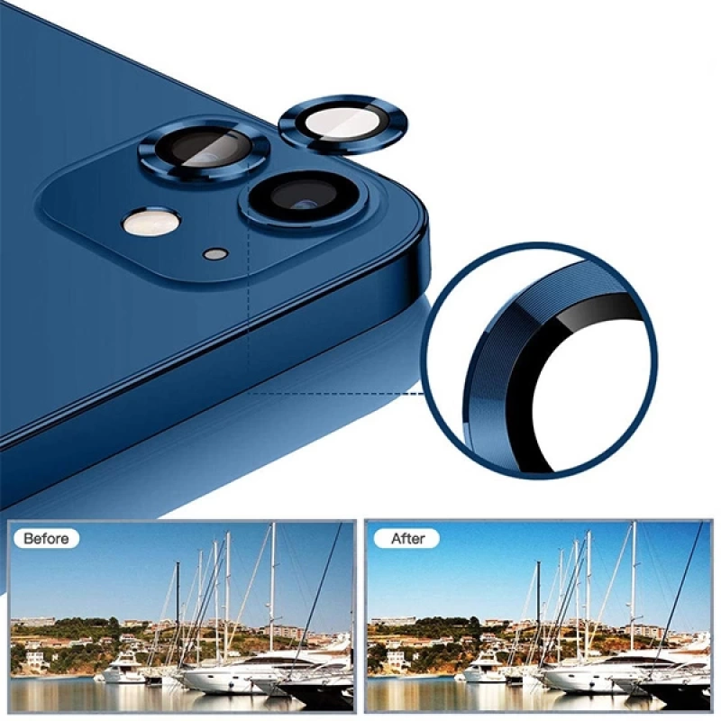 ALLY İphone 12 - 12 Mini 3D Metal Çerçeveli Kamera Lens Koruyucu