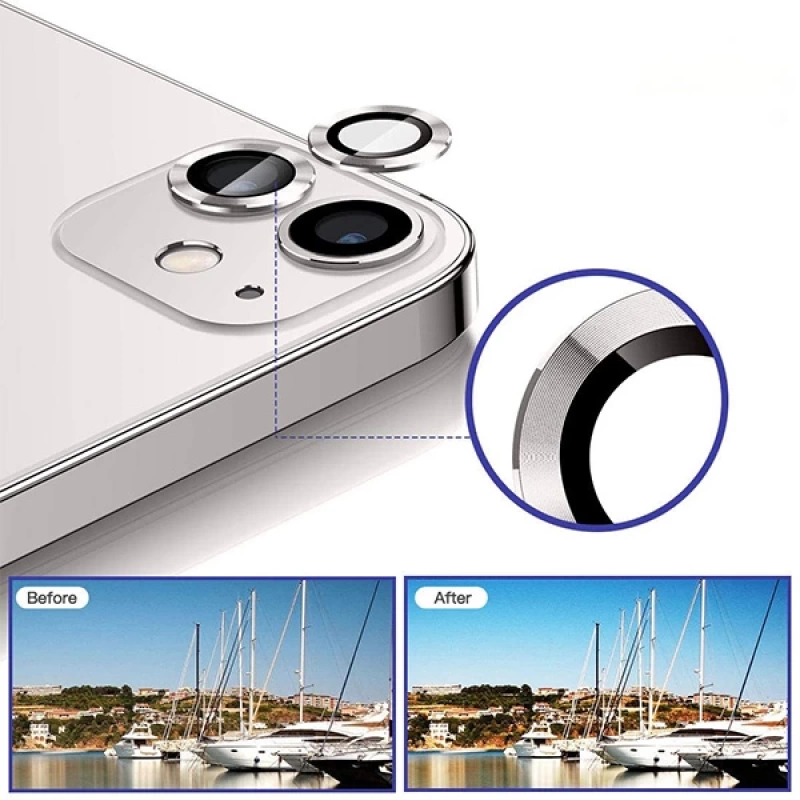 ALLY İphone 12 - 12 Mini 3D Metal Çerçeveli Kamera Lens Koruyucu