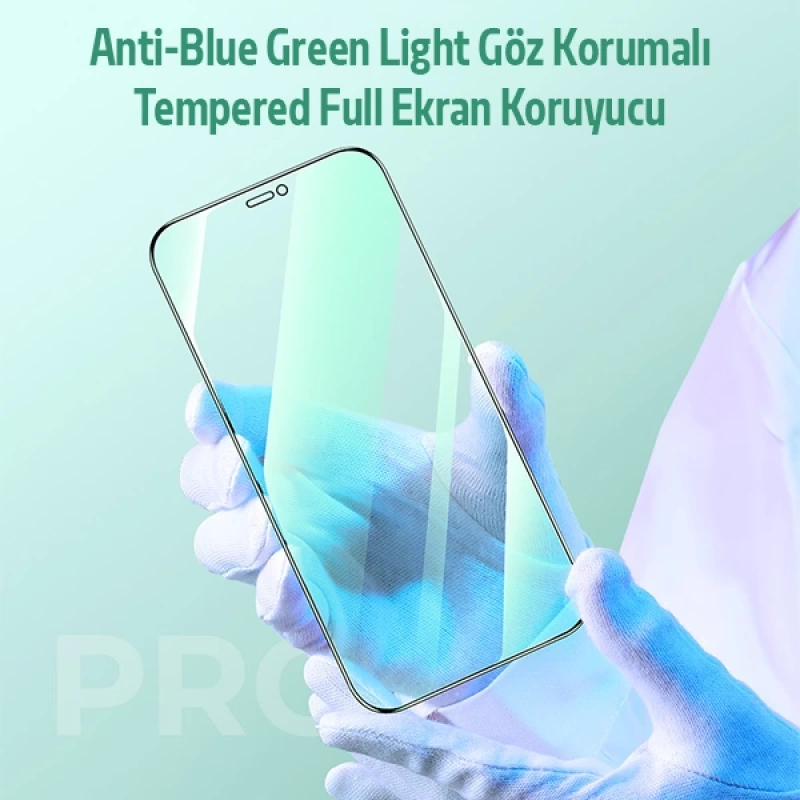 ALLY İPhone 12- 12 Pro 6.1 Anti -Blue Green Light Göz Korumalı Tempered Full Ekran Koruyucu