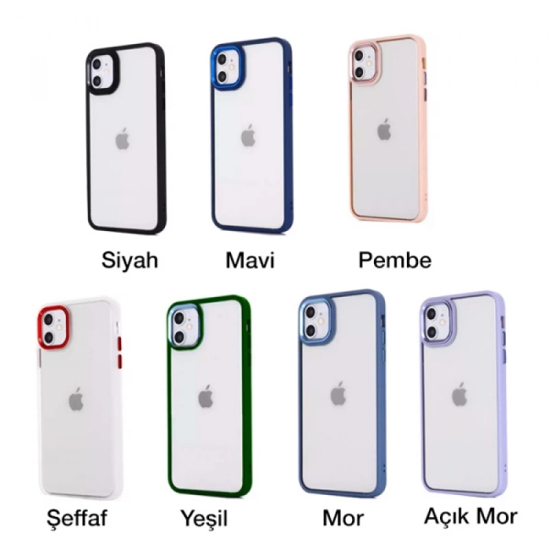 Ally iPhone 12 - 12 Pro 6.1inç Kılıf Parlak Renkli Çerçeveli Ultra Lüx TPU Silikon Kılıf