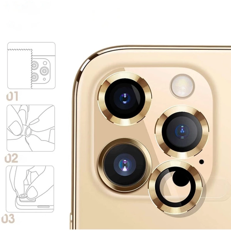 ALLY İphone 12 Pro 3D Metal Çerçeveli Kamera Lens Koruyucu