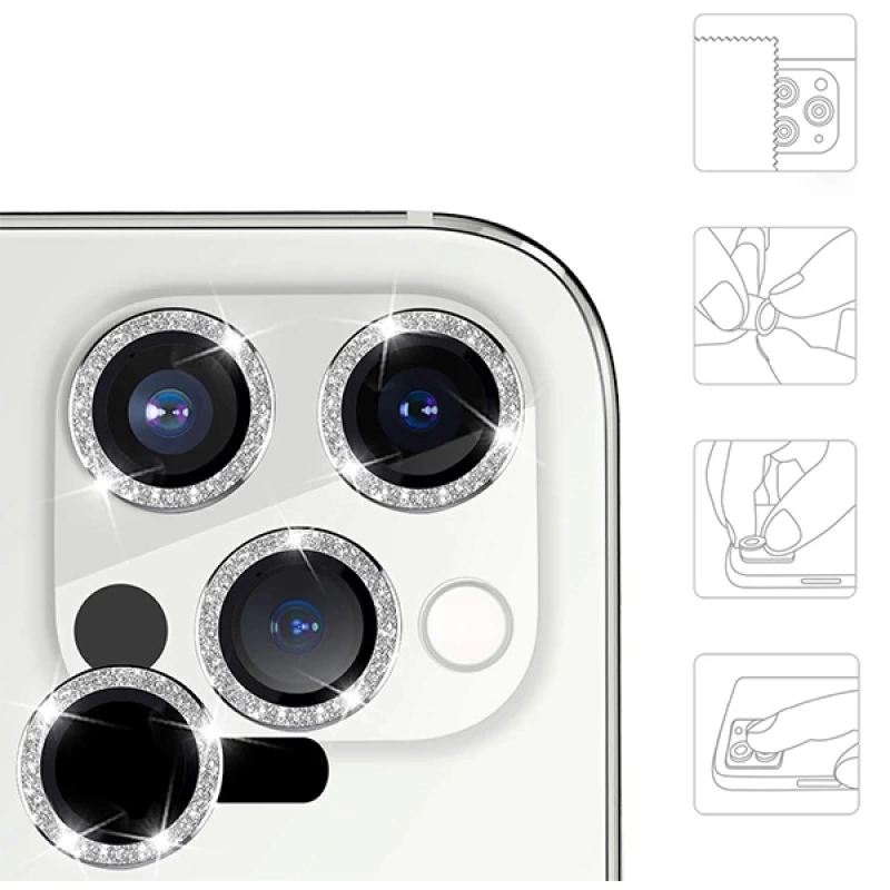 ALLY İphone 12 Pro 3D Metal Çerçeveli Kamera Lens Koruyucu