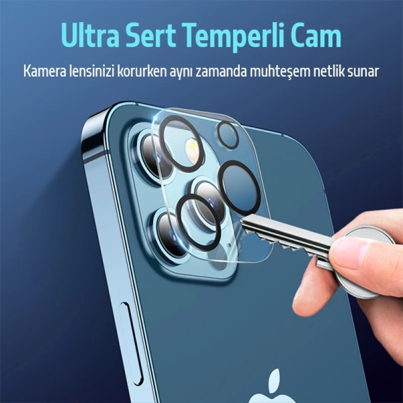 ALLY İPhone 12 Pro 6.1 3D Full Tempered Glass Cam Kamera Koruyucu