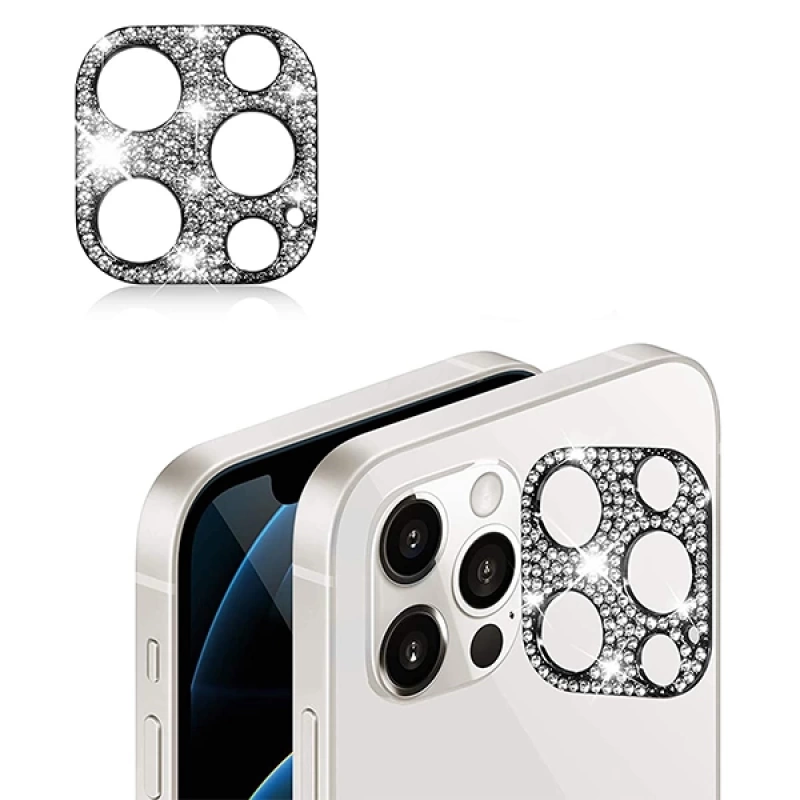 ALLY İPhone 12 Pro Kamera Koruyucu Lens Diamond Taş İşlemeli