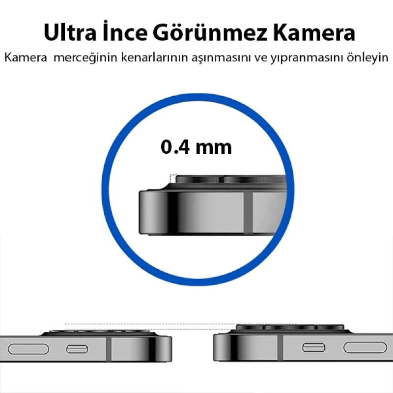 ALLY İPhone 13 - 13 Mini 3D Metal Çerçeveli Kamera Lens Koruyucu