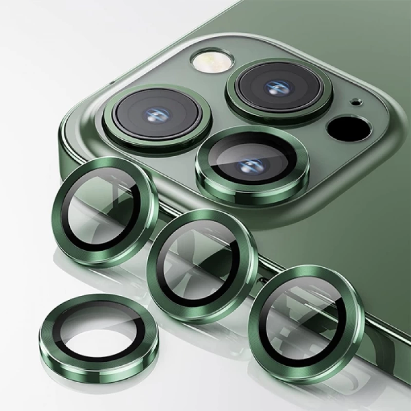 ALLY İPhone 13 Pro -13 Pro Max 3D Metal Çerçeveli Kamera Lens Koruyucu