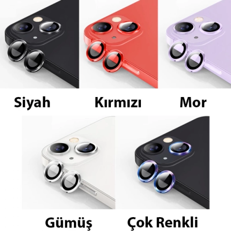 ALLY iPhone 14-14 Plus 3D Metal Çerçeveli Kamera Lens Koruyucu