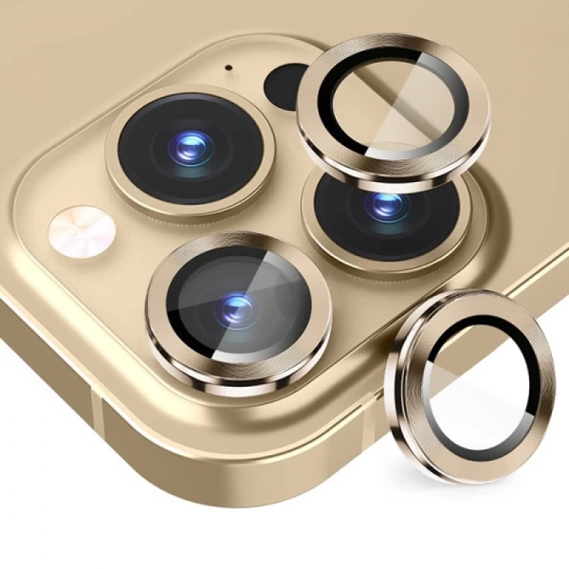 ALLY iPhone 14 Pro-14 Pro Max 3D Metal Çerçeveli Kamera Lens Koruyucu