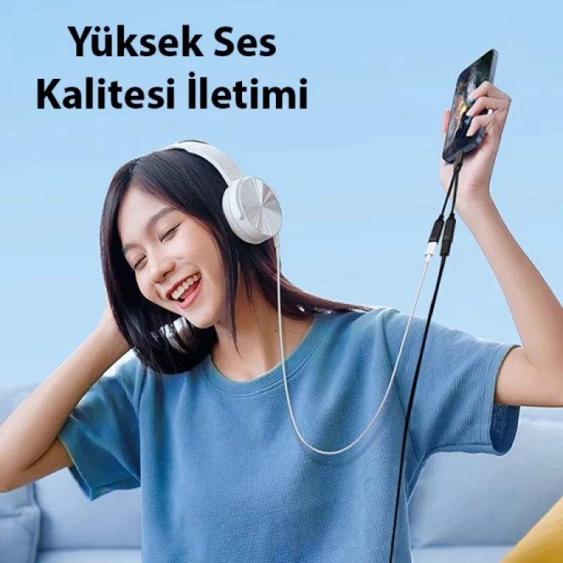 Ally İphone 15 İçin Type-c Şarj + 3.5mm kulaklık 2İn1 Çevirici Adaptör