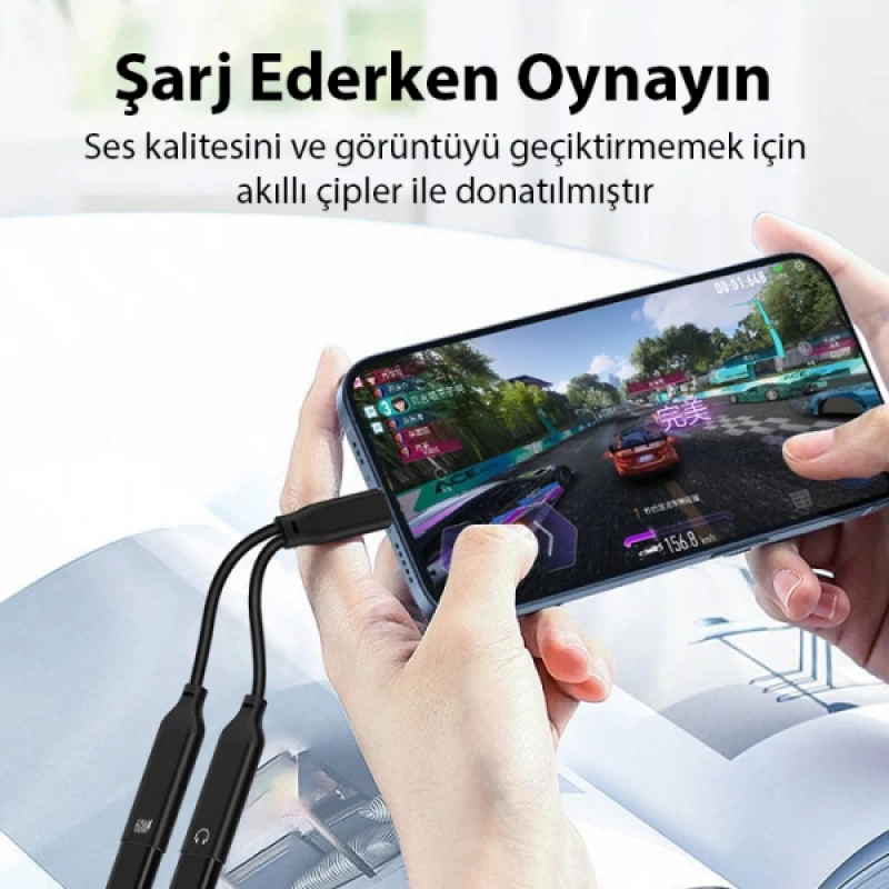 Ally İphone 15 İçin Type-c Şarj + kulaklık 2İn1 Çevirici Adaptör 60W