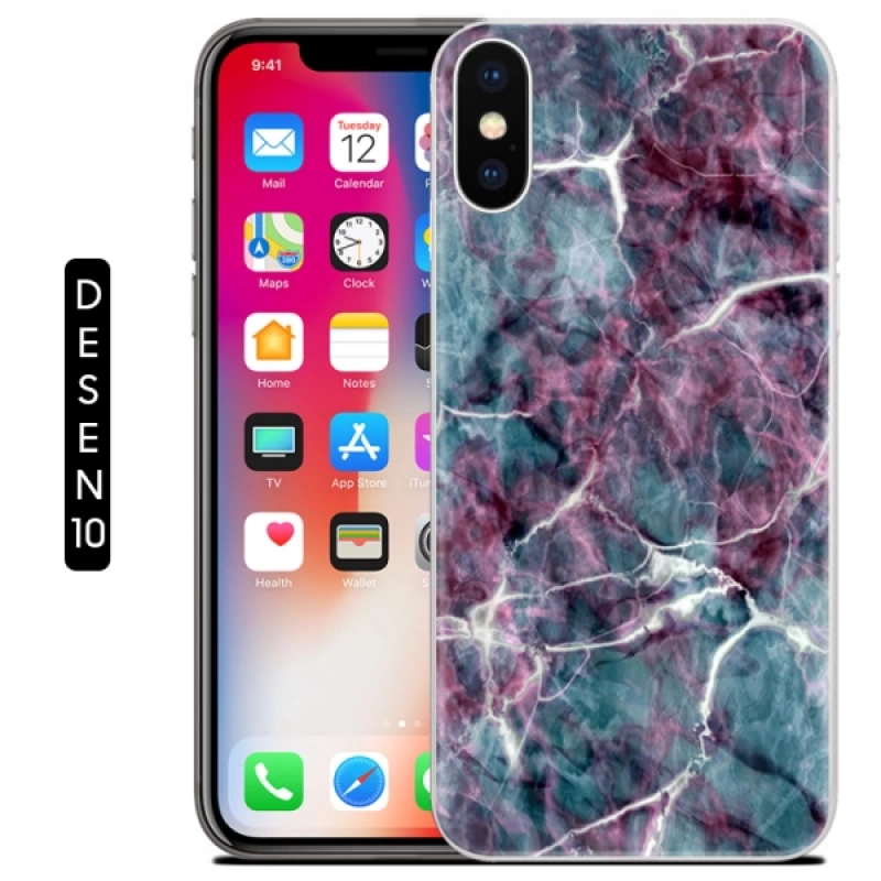 Ally İphone X Xs Mermer Desenli Soft Silikon Kılıf