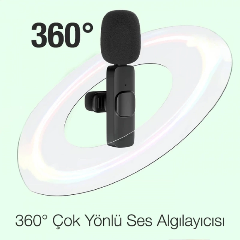 Ally K8 Type-C Tak Konuş Wireless Kablosuz Mini Yaka Mikrofonu Canlı Yayın Mikrofonu