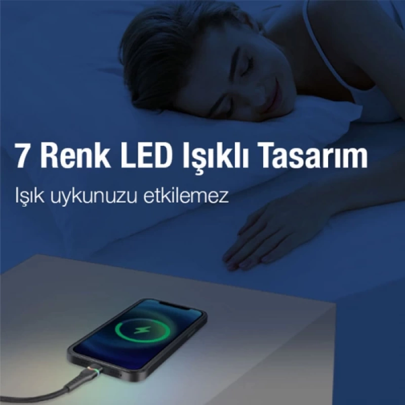 ALLY Led Işıklı 65W Type-C To Type-C Hızlı Şarj Kablosu 1m