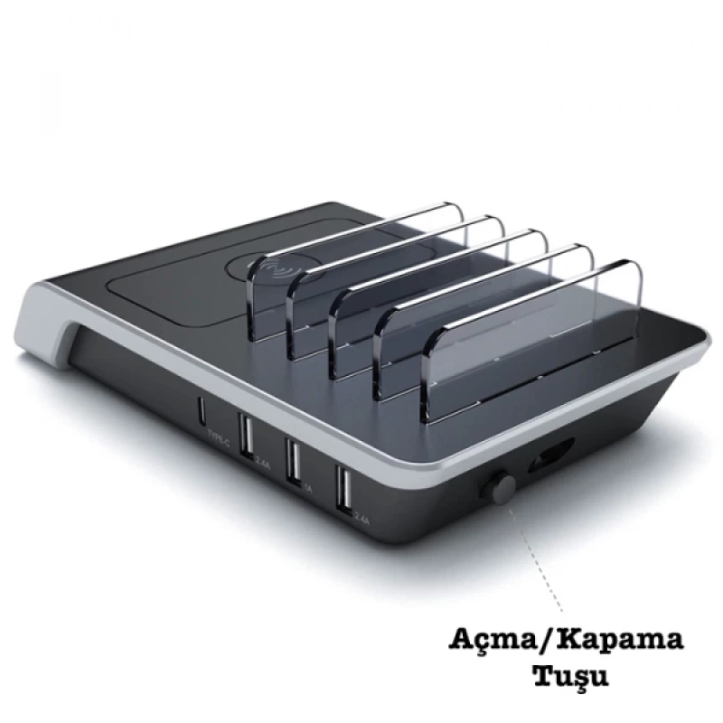 ALLY Multiport 10W Wireless Kablosuz Şarj Cihazı Organizer Stand