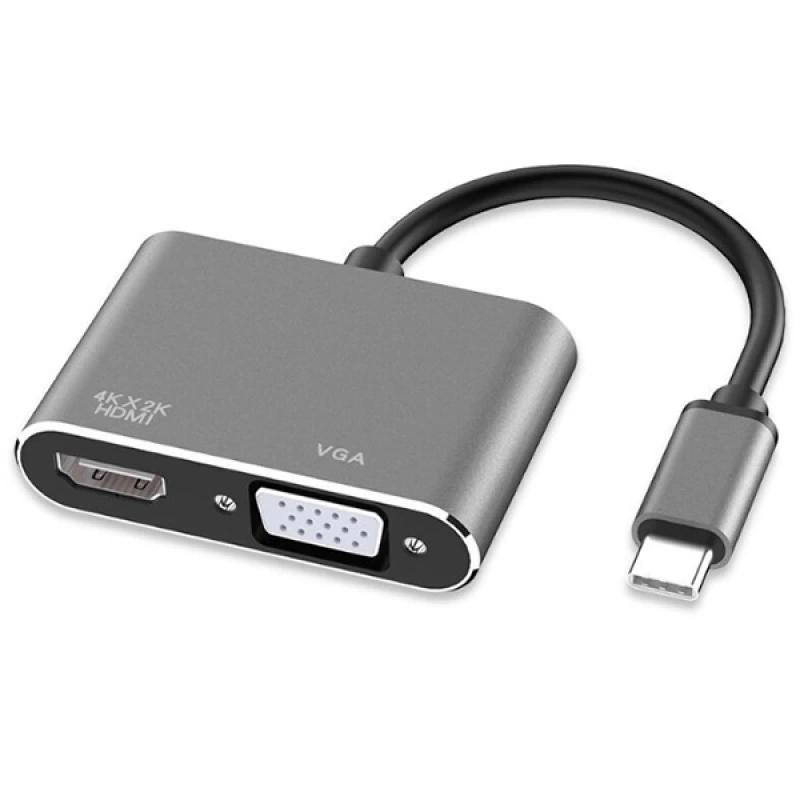 Ally Multiport Usb Type C To HDMİ+VGA HUB Çevirici Adaptör