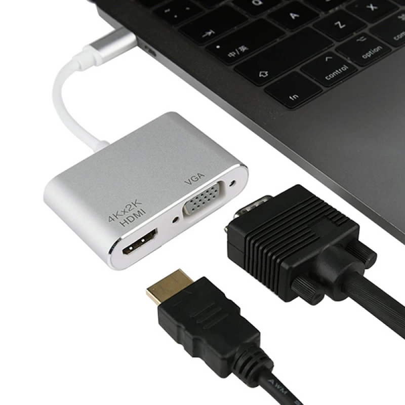 Ally Multiport Usb Type C To HDMİ+VGA HUB Çevirici Adaptör