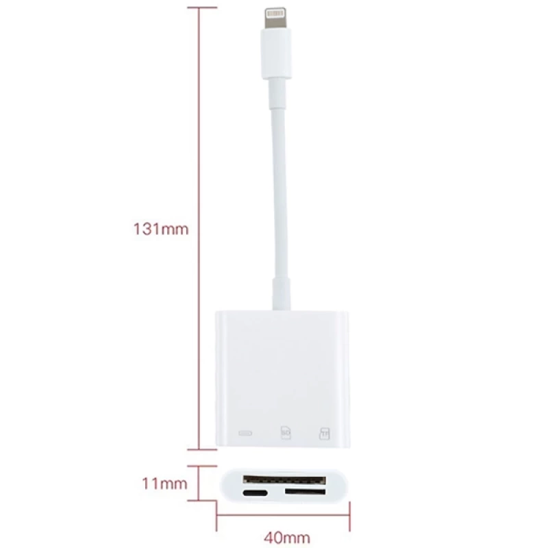 ALLY NK-101Y Pro 3 İn 1 İPhone Lightning to SD-TF Çevirici Adaptör