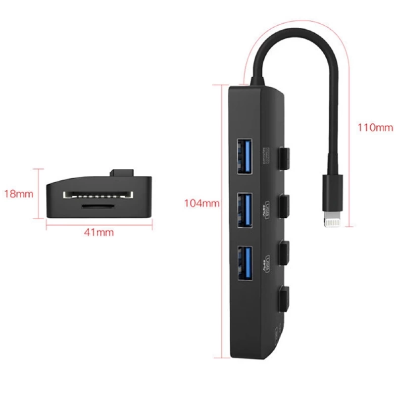 Ally NK-1090 İPhone-İPad Lightning To Usb 3.Kamera Adaptörü Tf SD