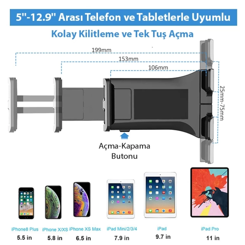 Ally PB-46E Telefon, Tablet Tutucu 360° Ayarlanabi̇li̇r Konforlu Masa Standı