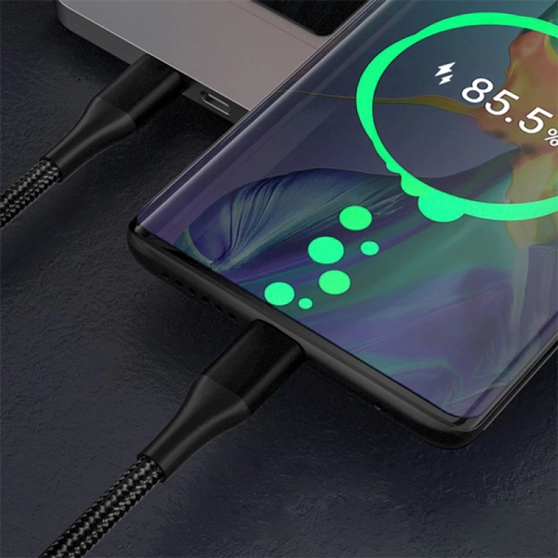 ALLY PD 100W 5A Hızlı Şarj Usb Type-C Kablo 1Metre Kevlar Kablo